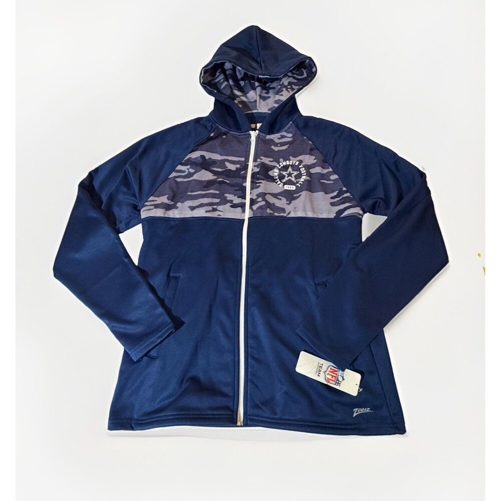 NWT Dallas Cowboys Full Zip Hooded Jacket Mens Medium Blue Camo Zubaz NFL Team